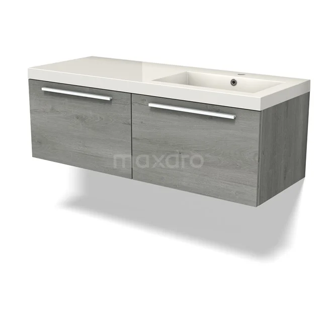 Modulo Vanity units with basin | 120 cm Grey oak Flat front Mineral marble 2 Side-by-side drawers BMW12-01099