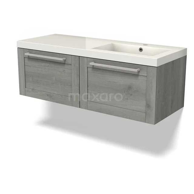 Modulo Vanity units with basin | 120 cm Grey oak Frame front Mineral marble 2 Side-by-side drawers BMW12-01100