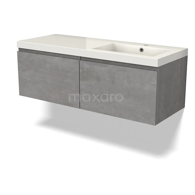 Modulo Vanity units with basin | 120 cm Light grey concrete Handle-less front Mineral marble 2 Side-by-side drawers BMW12-01102