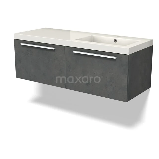 Modulo Vanity units with basin | 120 cm Dark grey concrete Flat front Mineral marble 2 Side-by-side drawers BMW12-01103