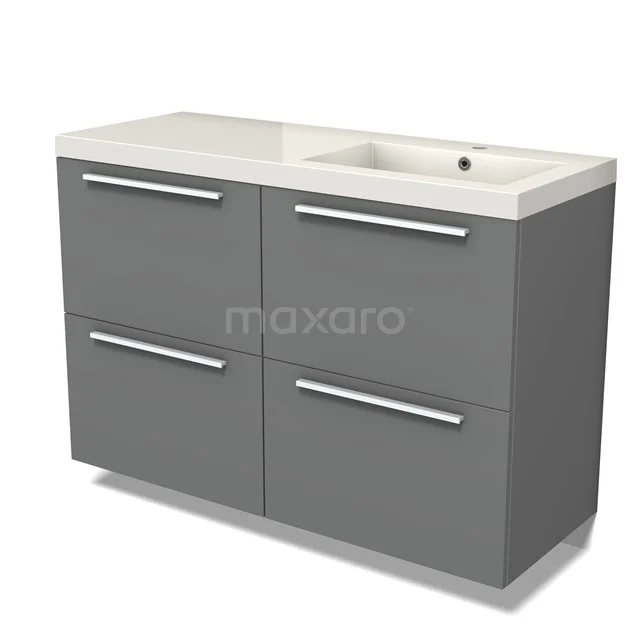 Modulo Vanity units with basin | 120 cm Mid grey Flat front Mineral marble 4 high drawers BMW14-00644