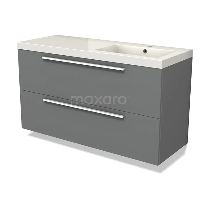 Modulo Vanity units with basin | 120 cm Mid grey Flat front Mineral marble 2 Stacked drawers BMW17-04720