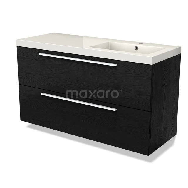Modulo Bathroom furniture with sink | 120 cm Black oak Flat front Mineral marble 2 Stacked drawers BMW17-04737
