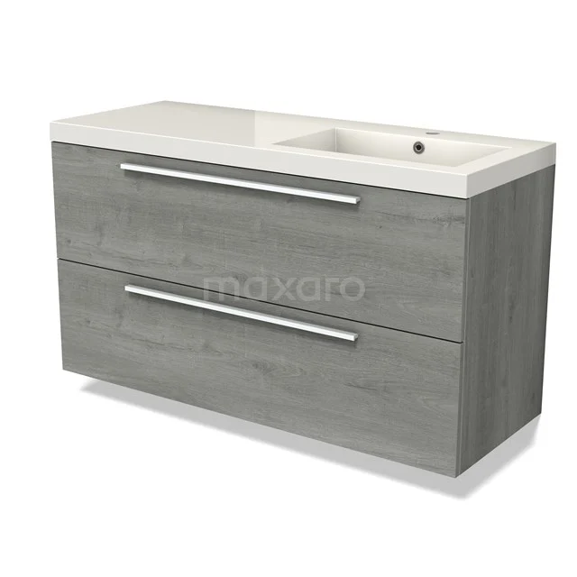 Modulo Vanity units with basin | 120 cm Grey oak Flat front Mineral marble 2 Stacked drawers BMW17-04753