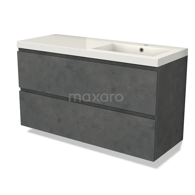 Modulo Bathroom furniture with sink | 120 cm Dark grey concrete Handle-less front Mineral marble 2 Stacked drawers BMW17-04758