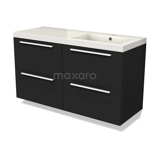 Modulo Vanity units with basin | 120 cm Matte black Flat front Mineral marble 4 drawers BMW18-01100