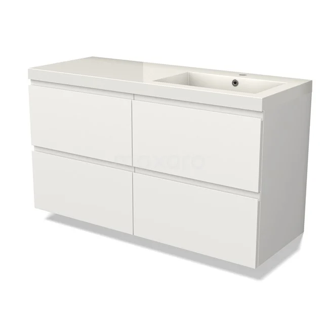 Modulo Vanity units with basin | 120 cm Matte white Handle-less front Mineral marble 4 drawers BMW18-01113
