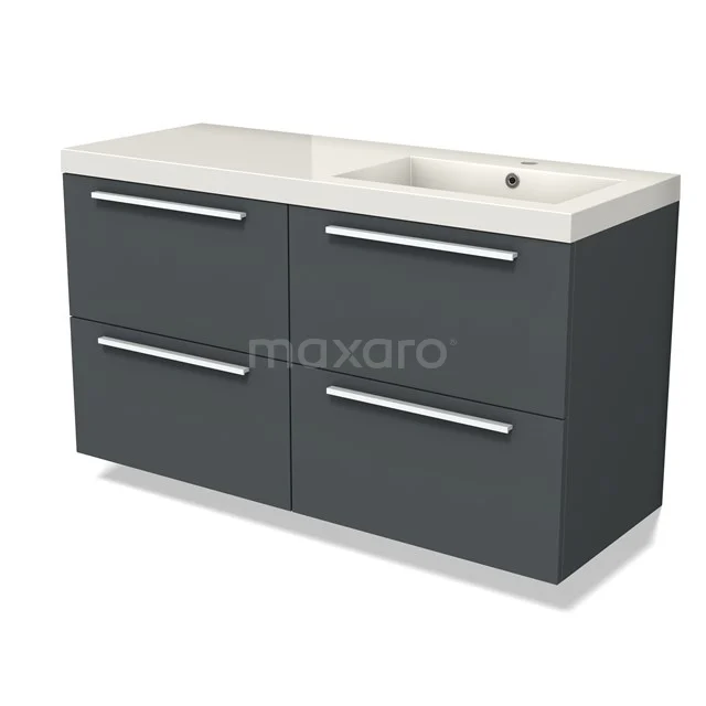 Modulo Vanity units with basin | 120 cm Dark grey Flat front Mineral marble 4 drawers BMW18-01114