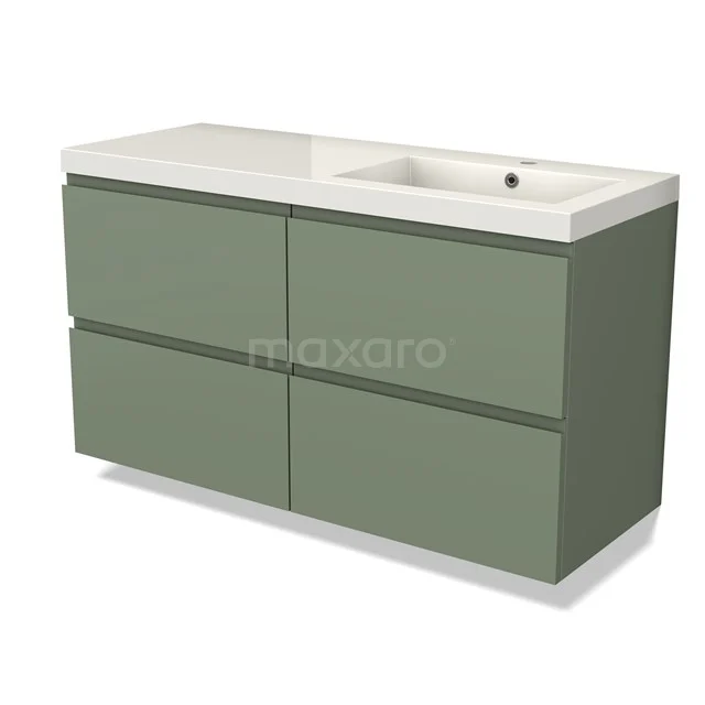 Modulo Vanity units with basin | 120 cm Sage green Handle-less front Mineral marble 4 drawers BMW18-01121