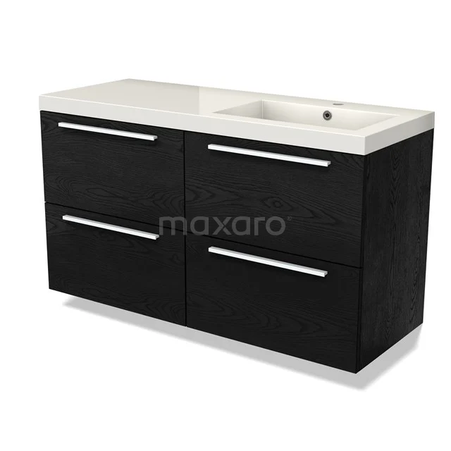 Modulo Vanity units with basin | 120 cm Black oak Flat front Mineral marble 4 drawers BMW18-01122
