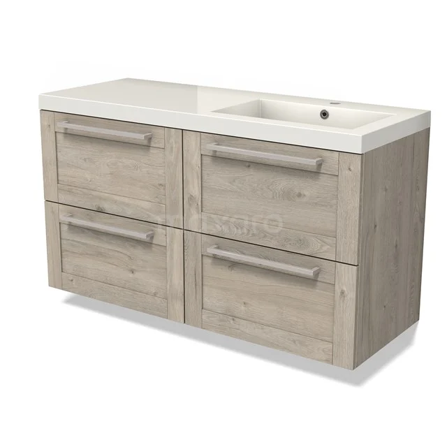 Modulo Vanity units with basin | 120 cm Light grey oak Frame front Mineral marble 4 drawers BMW18-01128