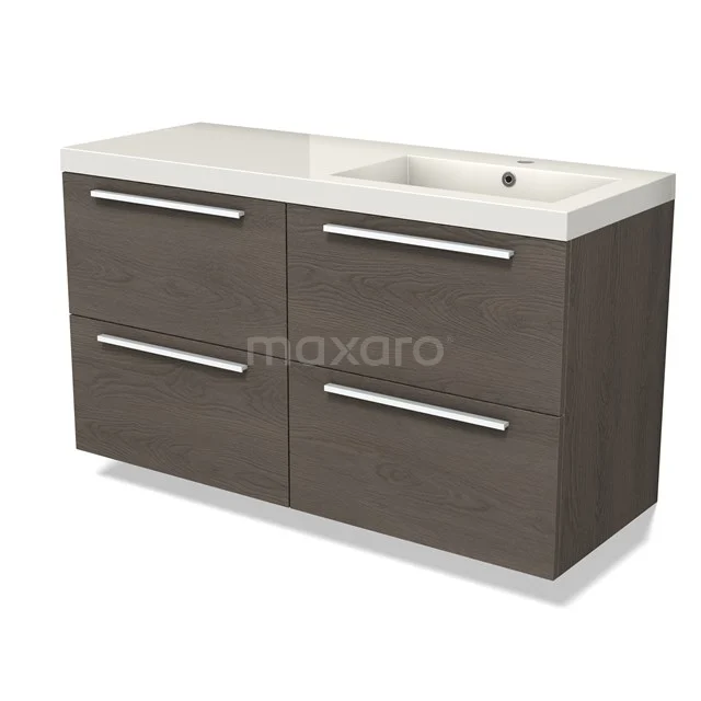 Modulo Vanity units with basin | 120 cm Dark brown oak Flat front Mineral marble 4 drawers BMW18-01135