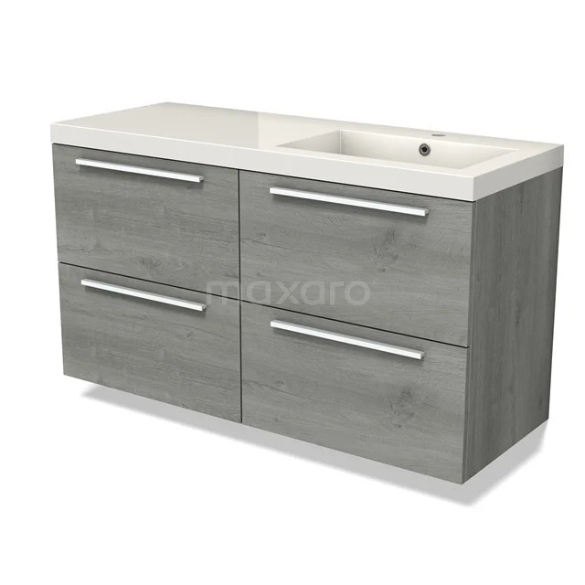 Modulo Vanity units with basin | 120 cm Grey oak Flat front Mineral marble 4 drawers BMW18-01138