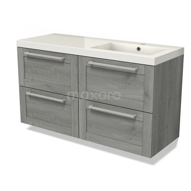 Modulo Vanity units with basin | 120 cm Grey oak Frame front Mineral marble 4 drawers BMW18-01139