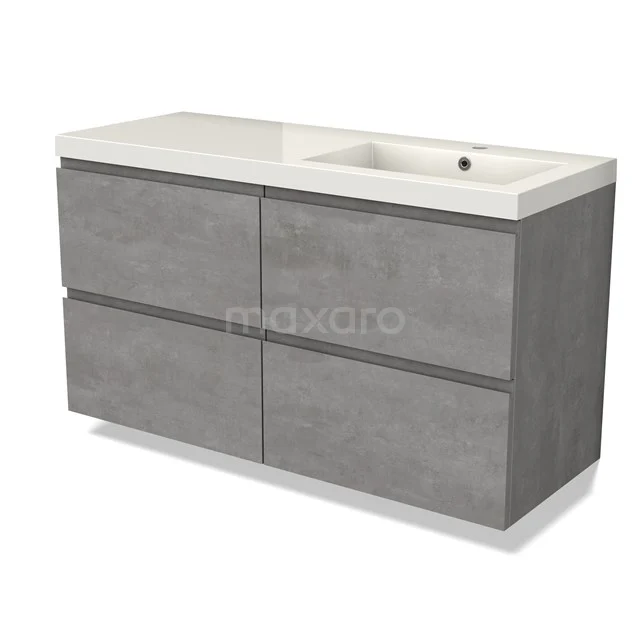 Modulo Bathroom furniture with sink | 120 cm Light grey concrete Handle-less front Mineral marble 4 drawers BMW18-01141
