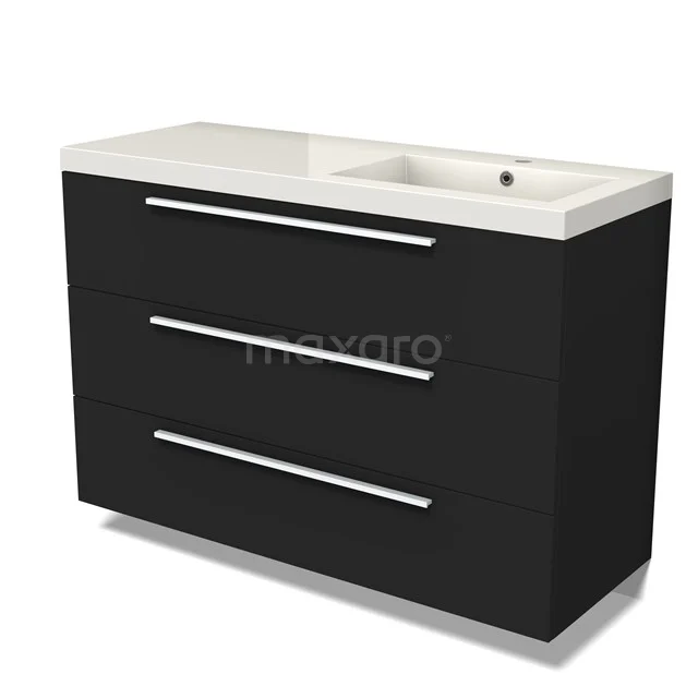 Modulo Vanity units with basin | 120 cm Matte black Flat front Mineral marble 3 drawers BMW19-02564