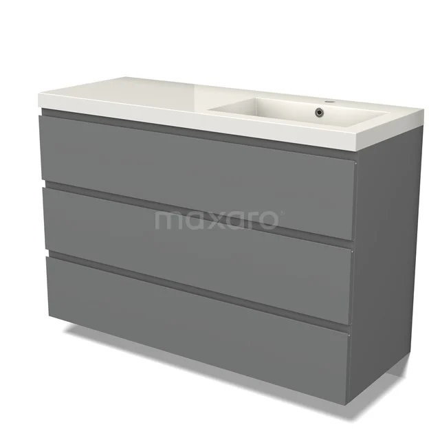 Modulo Vanity units with basin | 120 cm Mid grey Handle-less front Mineral marble 3 drawers BMW19-02569
