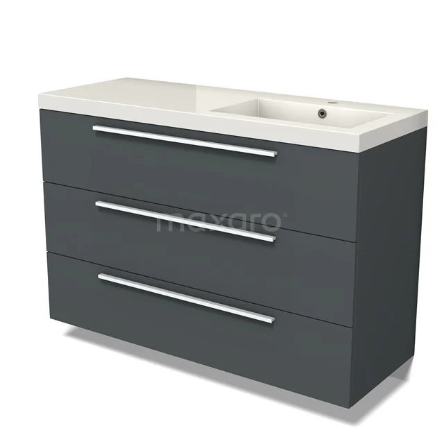 Modulo Vanity units with basin | 120 cm Dark grey Flat front Mineral marble 3 drawers BMW19-02576