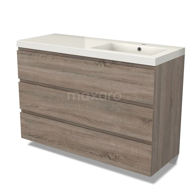 Modulo Vanity units with basin | 120 cm Oak Handle-less front Mineral marble 3 drawers BMW19-02584