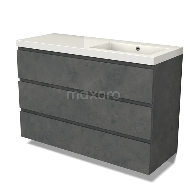 Modulo Vanity units with basin | 120 cm Dark grey concrete Handle-less front Mineral marble 3 drawers BMW19-02601