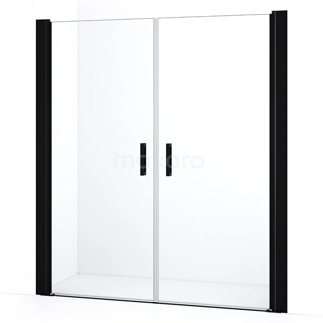 Diamond Douchedeur | 150 cm Mat zwart Helder glas Pendeldeur DDE10707210MBN