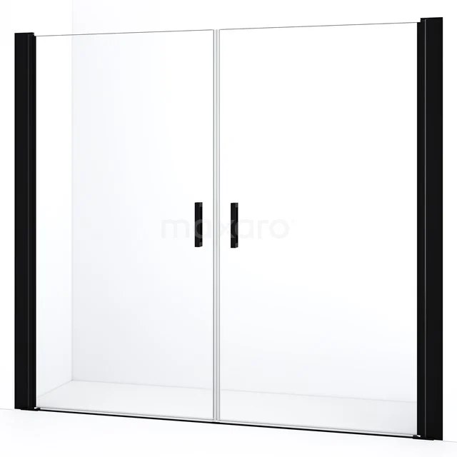 Diamond Douchedeur | 190 cm Mat zwart Helder glas Pendeldeur DDE10909210MBN