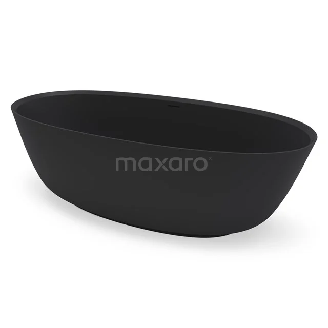 Sarezzo Freistehende Badewanne | 170x80cm Solid Surface Matt Schwarz VSB24MB-MN