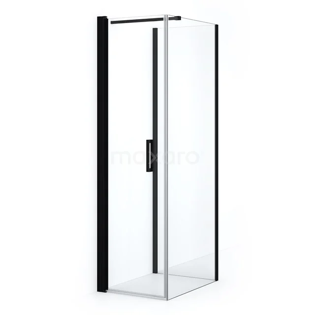 Diamond Duschkabine | 80x70 cm Matt Schwarz Drehtür Halbfreistehendes Rechteck CDF1070807110MBN
