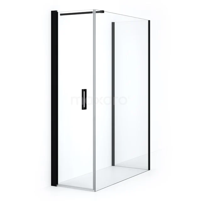 Diamond Shower enclosure | 130x70 cm Matte black Clear glass Pivot door Semi-detached rectangle CDF1071307110MBN