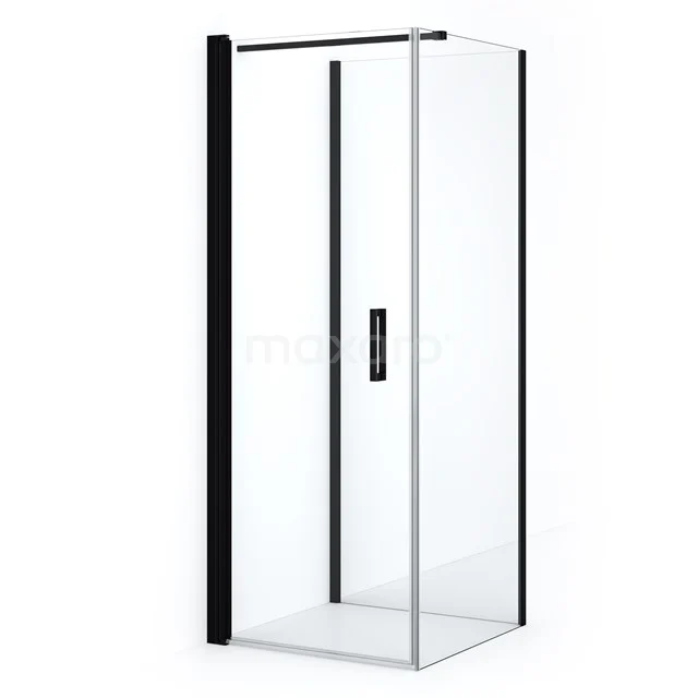 Diamond Shower enclosure | 80x80 cm Matte black Clear glass Pivot door Semi-detached square CDF1080808110MBN