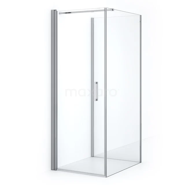 Diamond Douchecabine | 100x80 cm Chroom Helder glas Draaideur Half vrijstaand rechthoek CDF1081008110CN