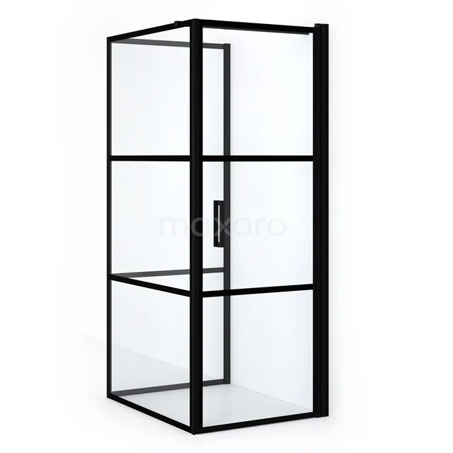 Diamond Shower enclosure | 90x80 cm Matte black Clear with 4 black stripes Pivot door Semi-detached rectangle CDF1080908118RMBN