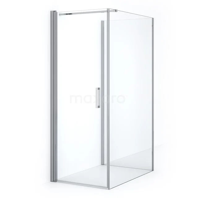 Diamond Douchecabine | 110x80 cm Chroom Helder glas Draaideur Half vrijstaand rechthoek CDF1081108110CN