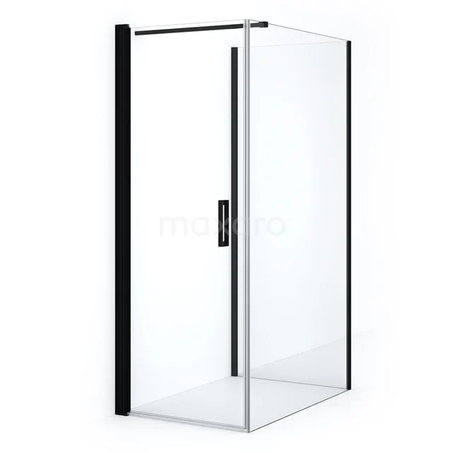 Diamond Shower cabin | 120x80 cm Matte black Clear glass Pivot door Semi-detached rectangle CDF1081208110MBN