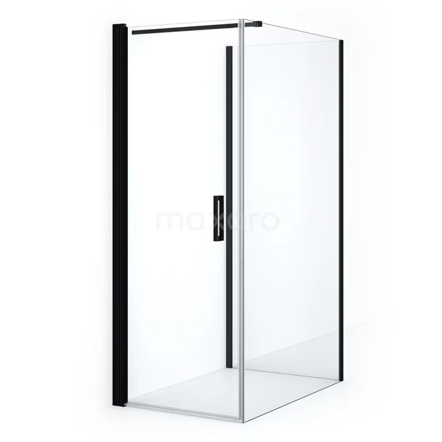 Diamond Shower enclosure | 120x80 cm Matte black Clear glass Pivot door Semi-detached rectangle CDF1081208110MBN