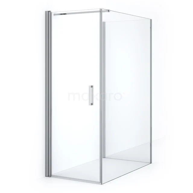 Diamond Shower enclosure | 140x80 cm Chrome Clear glass Pivot door Semi-detached rectangle CDF1081408110CN