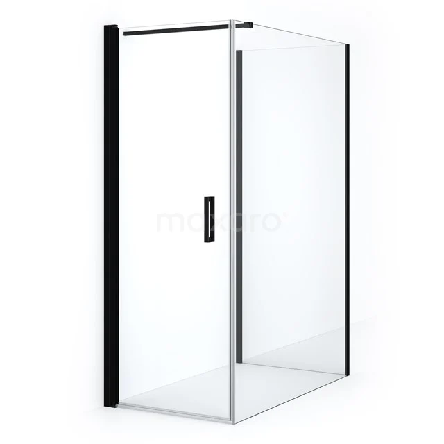 Diamond Shower enclosure | 130x80 cm Matte black Clear glass Pivot door Semi-detached rectangle CDF1081308110MBN
