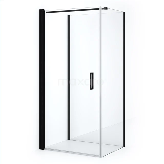 Diamond Douchecabine | 100x60 cm Mat zwart Helder glas Draaideur Halfvrijstaande rechthoek CDF1100610110MBN