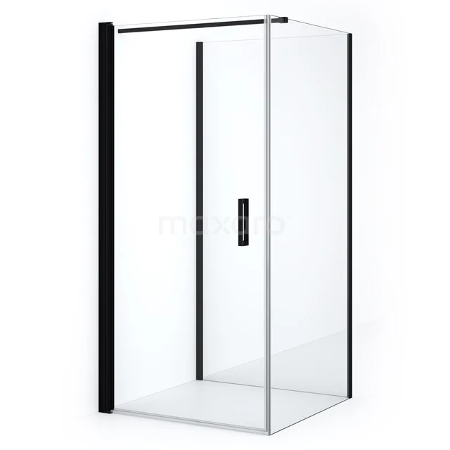 Diamond Shower enclosure | 90x90 cm Matte black Clear glass Pivot door Semi-detached square CDF1090909110MBN