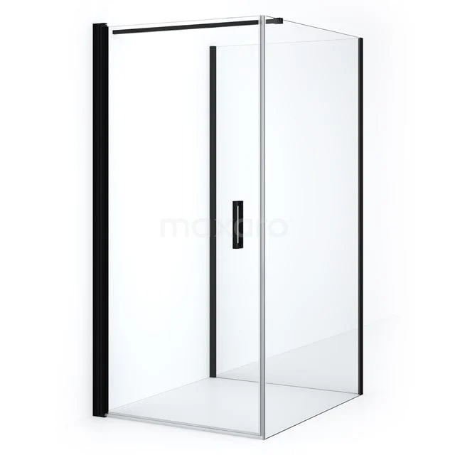 Diamond Duschkabine | 120x90 cm Matt Schwarz Drehtür Halbfreistehendes Rechteck CDF1091209110MBN