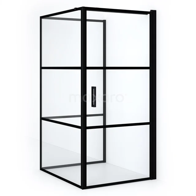 Diamond Shower enclosure | 110x100 cm Matte black Clear with 4 black stripes Pivot door Semi-detached rectangle CDF1101110118RMBN