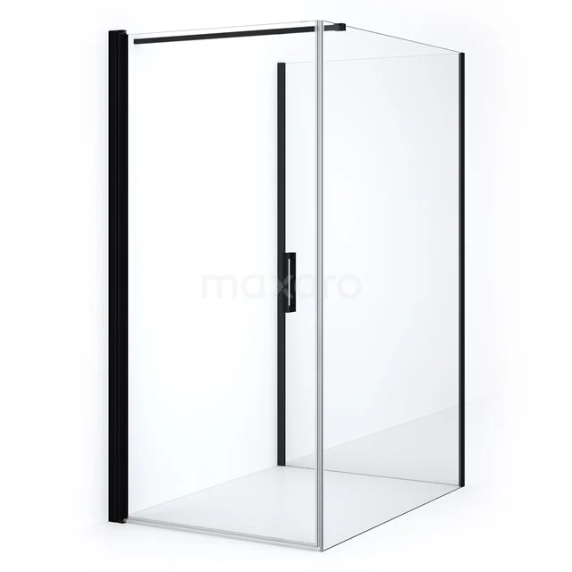Diamond Shower enclosure | 140x90 cm Matte black Clear glass Pivot door Semi-detached rectangle CDF1091409110MBN