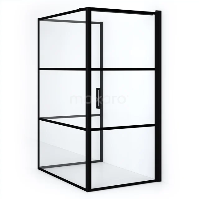 Diamond Shower enclosure | 140x100 cm Matte black Clear with 4 black stripes Pivot door Semi-detached rectangle CDF1101410118RMBN