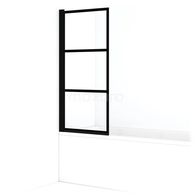 Diamond Bath screen | 70 cm Matte black Clear with 4 black stripes BDB10718MB