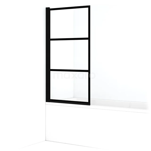 Diamond Bath screen | 80 cm Matte black Clear with 4 black stripes BDB10818MB