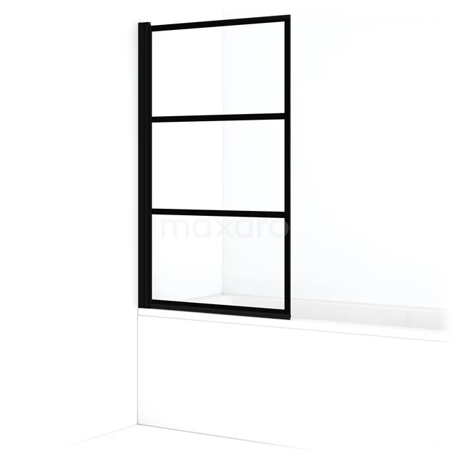Diamond Bath screen | 90 cm Matte black Clear with 4 black stripes BDB10918MB