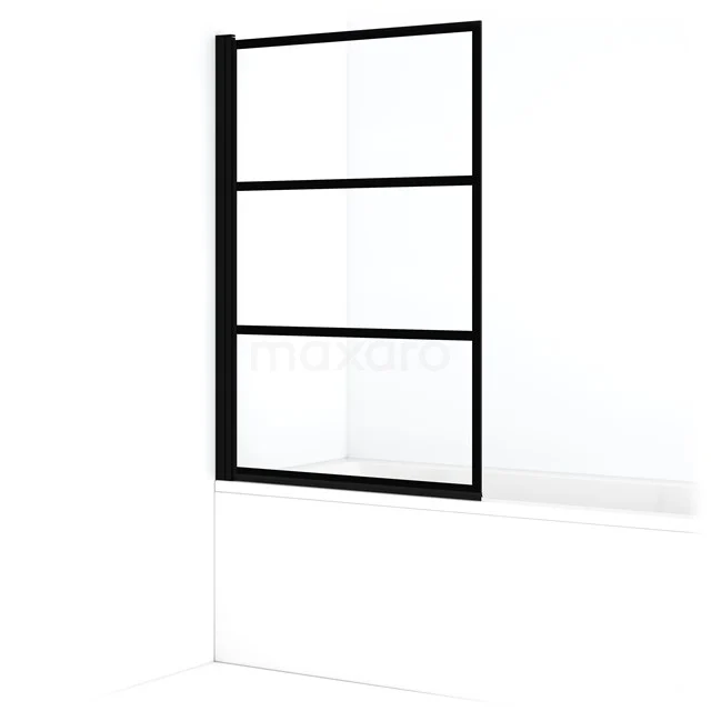 Diamond Bath screen | 100 cm Matte black Clear with 4 black stripes BDB11018MB