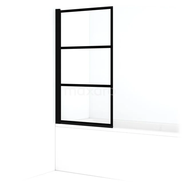 Diamond Bath screen | 85 cm Matte black Clear with 4 black stripes BDB18518MB