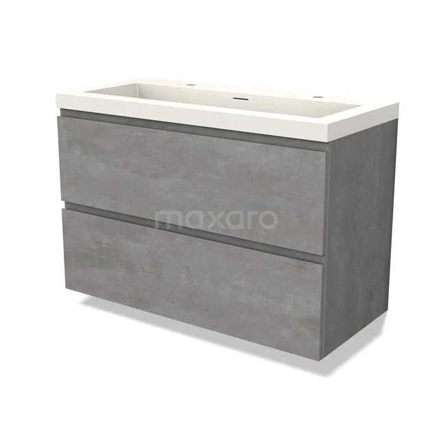 Modulo Vanity units with basin | 100 cm Light grey concrete Handle-less front Solid surface 2 Stacked drawers BMW17-04539
