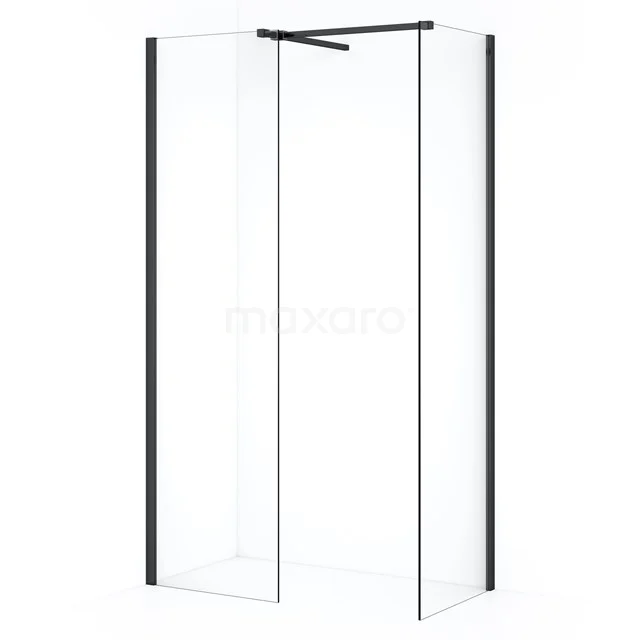 Diamond Inloopdouche | 50x50 cm Zwart chroom Helder glas 2 vaste wanden IDB0505510BC